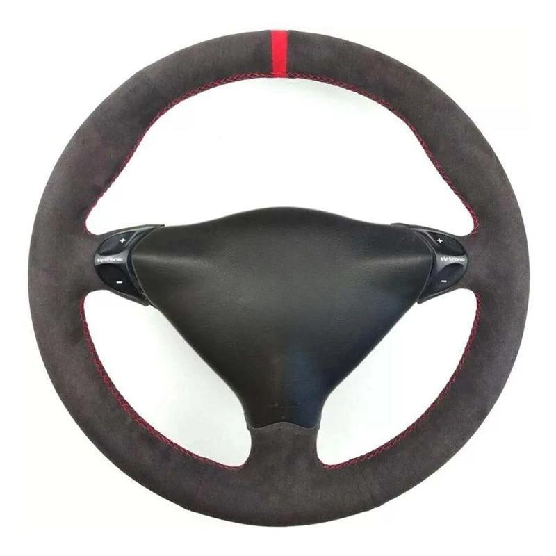 Hand-Stitched พวงมาลัยรถนุ่มสีดํา Suede พวงมาลัยรถสําหรับ Porsche 911 986 996 Carrera Boxster Sauto 