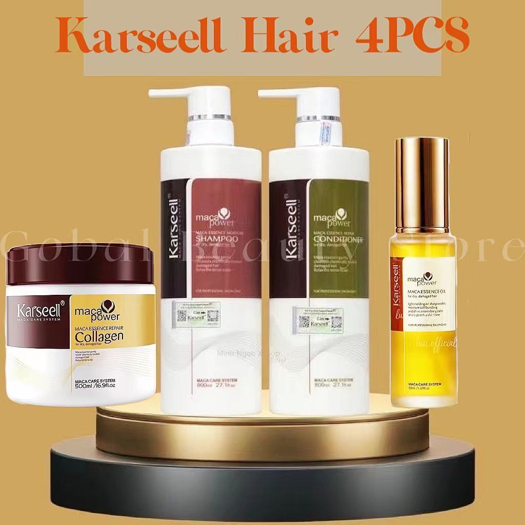 4 ชิ้นเวียดนามผมหน้ากาก karseell คอลลาเจนซ่อมแห้งปรับปรุง Frizz แชมพูครีมนวดผม 2CFB EX3S