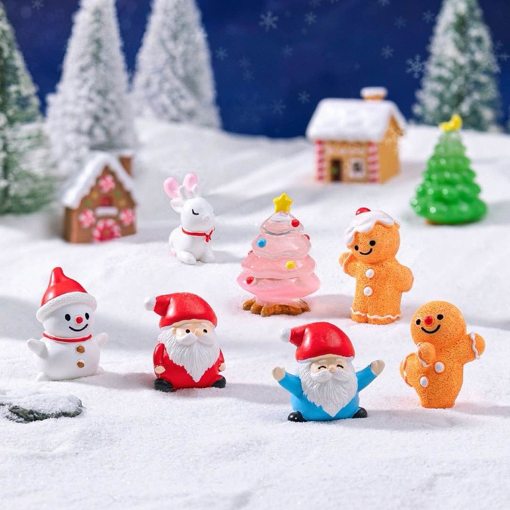 ตุ๊กตาคริสต์มาส Miniatures Santa Claus Snowman Micro เครื่องประดับภูมิทัศน์สําหรับคริสต์มาส DIY ตกแต่ง Xmas Home Room Decor ของขวัญ