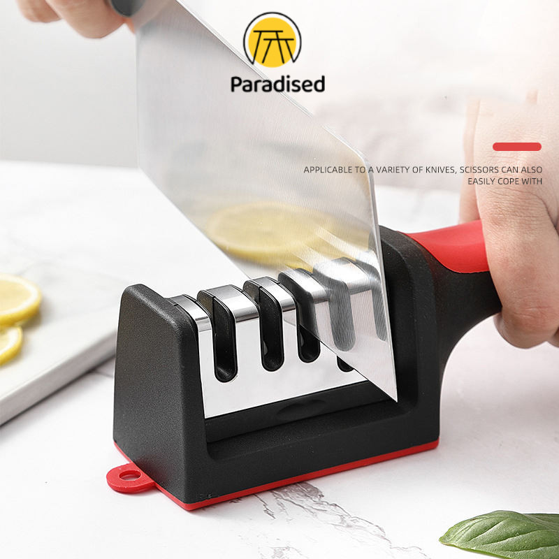 PAเครื่องลับมีดแบบพกพา 4 ส่วน ที่เปิดใบมีดแบบรวดเร็วสำหรับใช้ในครัวเรือน