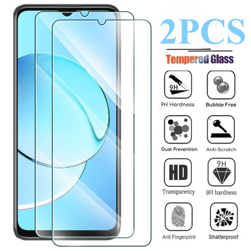 2 ชิ้นป้องกันหน้าจอฟิล์มแก้วสําหรับ iQOO U6 U5x U5e U5 HD Clear สีดําขอบกระจกนิรภัยสําหรับ iQOO U3x 