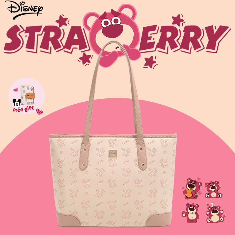 Disney Strawberry Bear Series กระเป๋าถือ messenger สุภาพสตรียามินิฟังก์ชันหลากหลาย