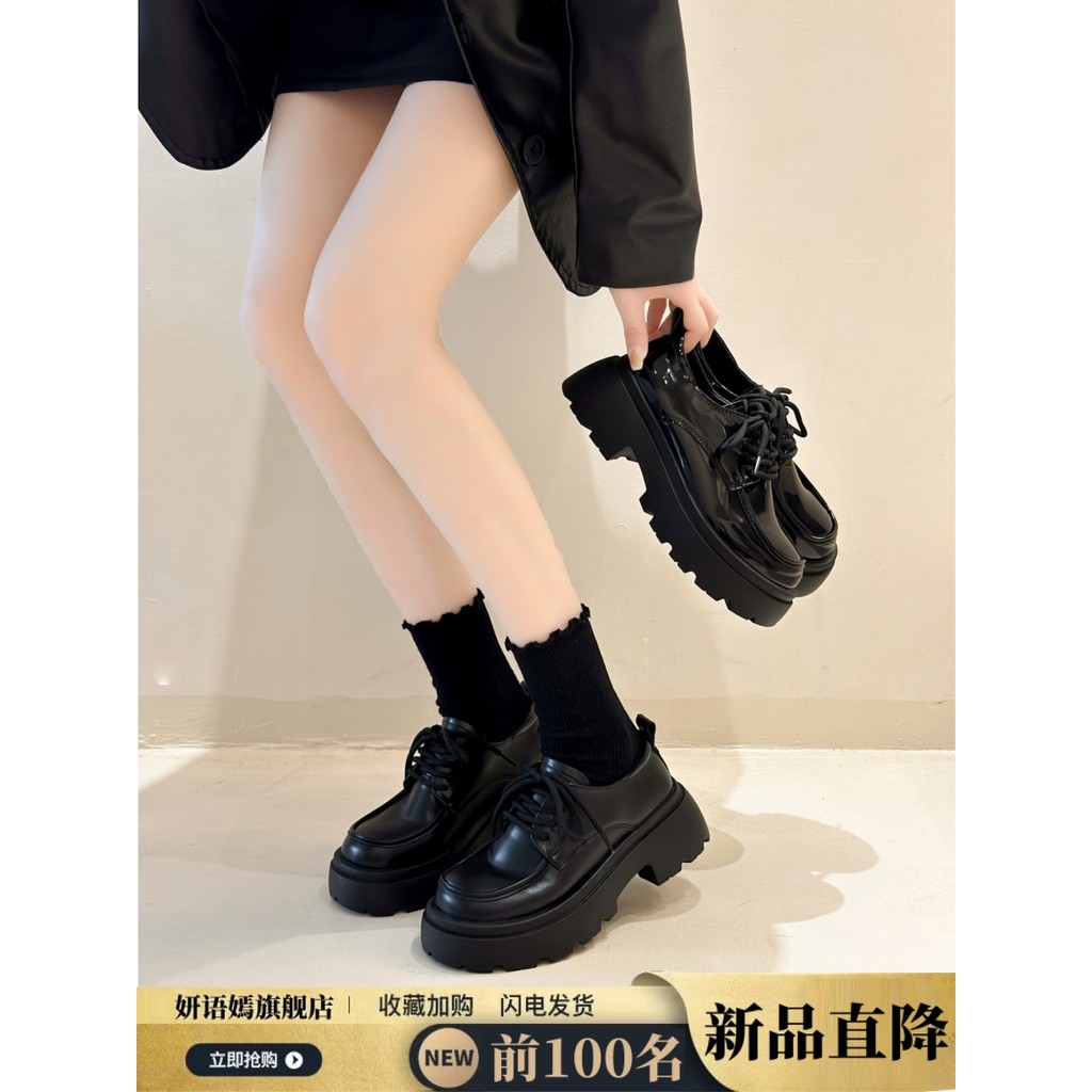 999รองเท้าส้นสูงกลางฤดูใบไม้ผลิปี 2568 แบบย้อนยุคเรโทรลอนใหม่เพิ่มขึ้นสูงจากสถาบัน JK รองเท้ามัฟฟินส