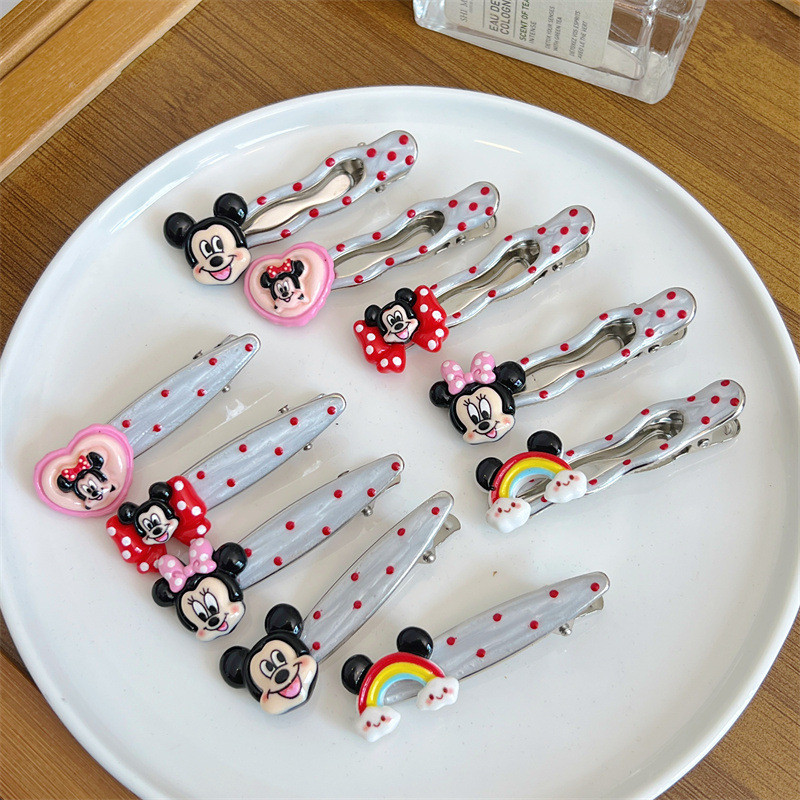 Mickey Polka Dot Retro กิ๊บติดผมด้านข้างผมหัก Bangs คลิป Sweet Duckbill คลิปเครื่องประดับผม