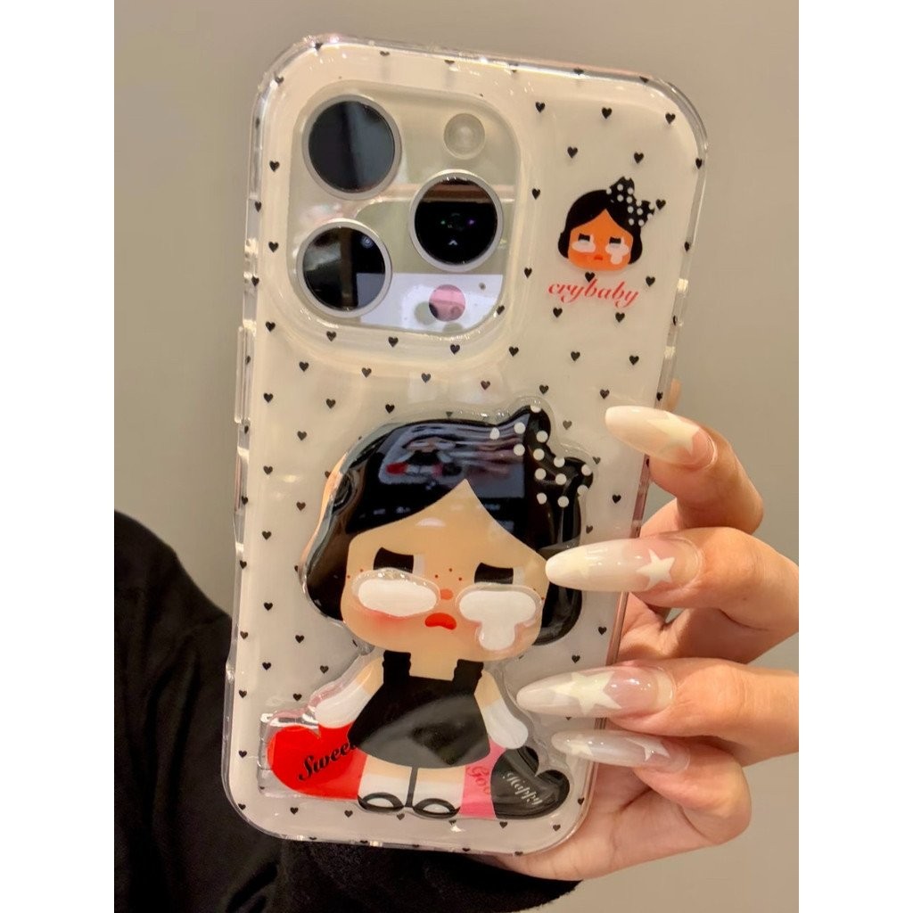 เคสโทรศัพท์เหมาะสําหรับiPhone X XS XR XSmax 11 12 13 14 15 16 Pro max Plusน่ารักร้องไห้เด็กพลิกกระจกวงเล็บShock-resistant Soft Caseรวมทุกอย่างเคสเชลล์ 1SYF