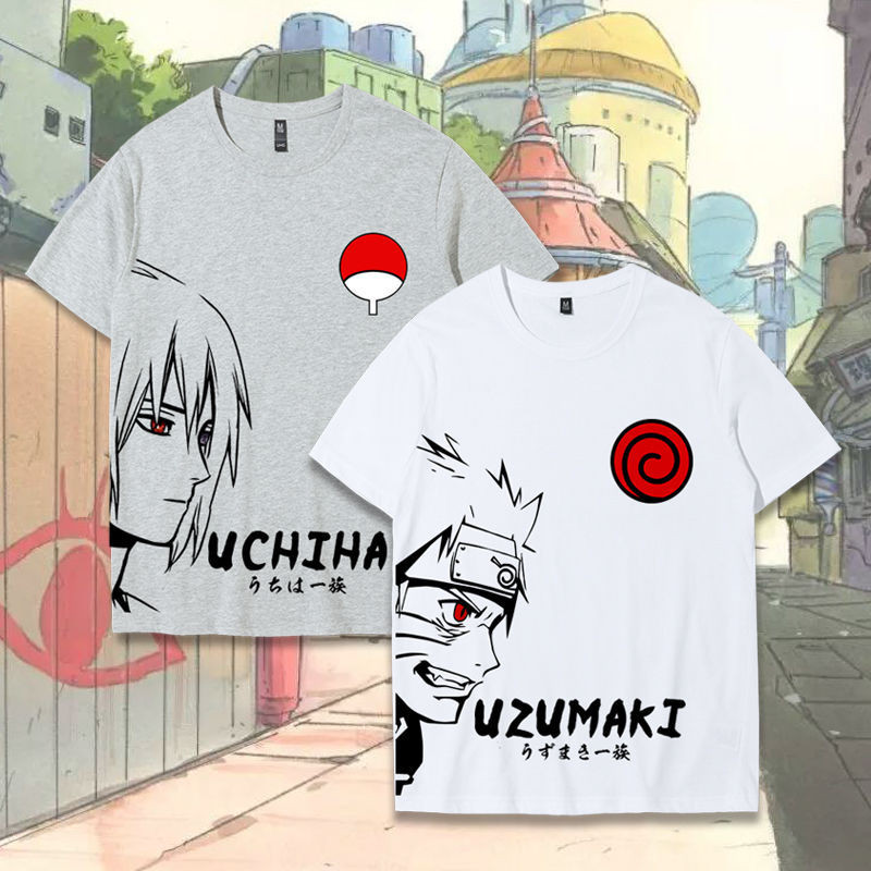ผู้ชาย เสื้อยืด cotton [ นารูโตะ ตระกูลอุจิวะ ซาสึเกะ ไฟพัด ] S-3XL ตัดเย็บดี ส่งเร็ว จัดส่งจากไทย