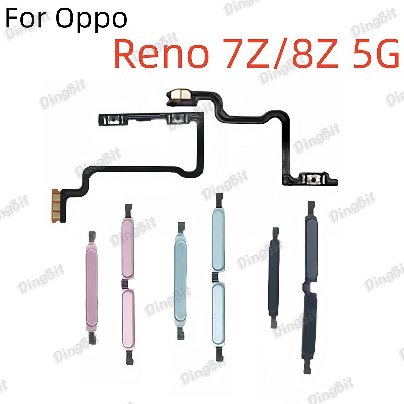 สําหรับ OPPO Reno 7Z 8Z 5G ปริมาณด้านข้างปุ่ม Flex Cable Keys สวิทช์ปิดระดับเสียงขึ้นลงปุ่มด้านข้างเปลี่ยน