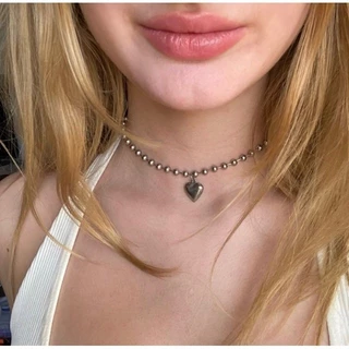 สร้อยคอจี้หัวใจ Y2K เรียบง่าย โช้คเกอร์ พร้อมส่ง