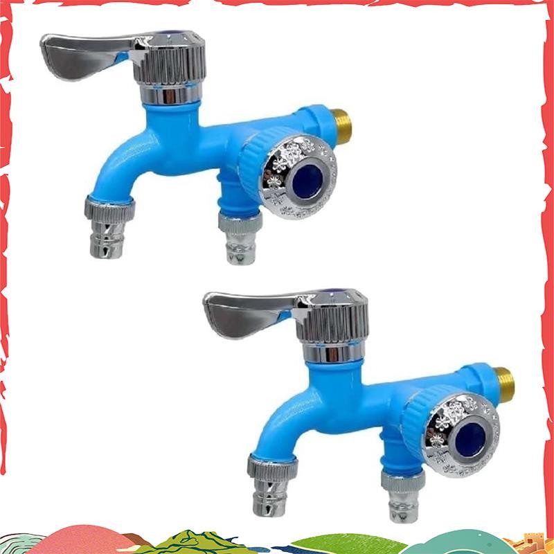 2PCS 2 Way Faucet Faucet Splitter Garden Hose Splitter Water Spirgot Splitter, Outdoor Double Taps W