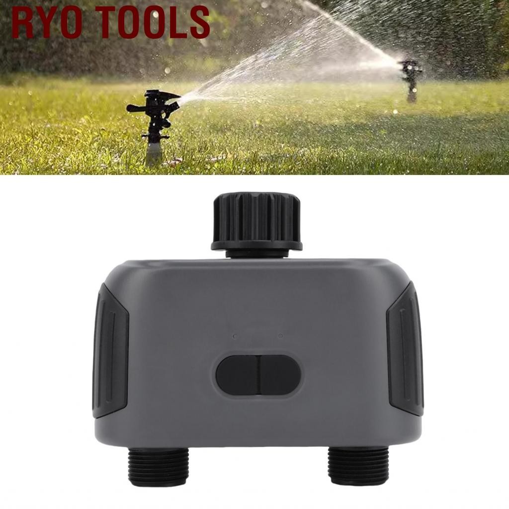 Ryo Tools ตัวจับเวลาการชลประทานบลูทู ธ 1-7 วันฝนล่าช้าช่วงควบคุม 15 ม. อัตโนมัติหรือโหมดแมนนวล 2 โซน