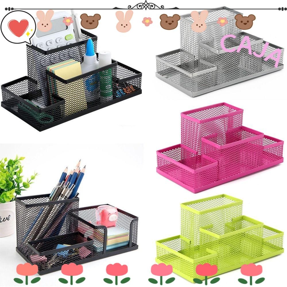 CAJA1 ที่ใส่ปากกาโลหะสําหรับเครื่องเขียนดินสอการ์ด Tidy Table Organiser File Storage Rack