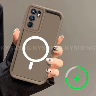 สําหรับ OPPO Reno 6 4G 5G 6Z 5G Reno 6 PRO 6 PRO + เคสโทรศัพท์ชาร์จแม่เหล็ก Simple anti drop ถุงลมนิรภัยซิลิโคน TPU soft shell 012
