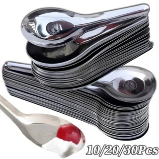 5/10/20/30ชิ้นสแตนเลสด้านล่างแบนช้อน / เครื่องครัวจีนช้อนซุป