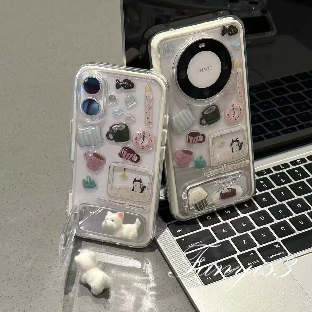 3-in-1 Candy สี Bezel เคสโทรศัพท์สําหรับ IPhone 16 15 14 13 12 11 Pro Max 7 8 Plus XR XS Max DIY สติกเกอร์น่ารักกระจกวงเล็บ Drop-proof Meteorite ปกอ่อน - รูปที่ 7