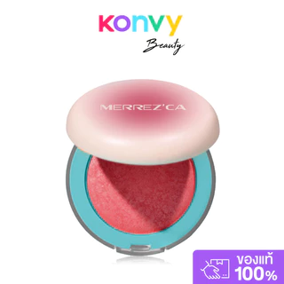 Merrezca Turn On Blush 9g เมอร์เรซกา บลัชออนสีสันสดใสที่มีไฮไลท์เล่นแสงในตัว.