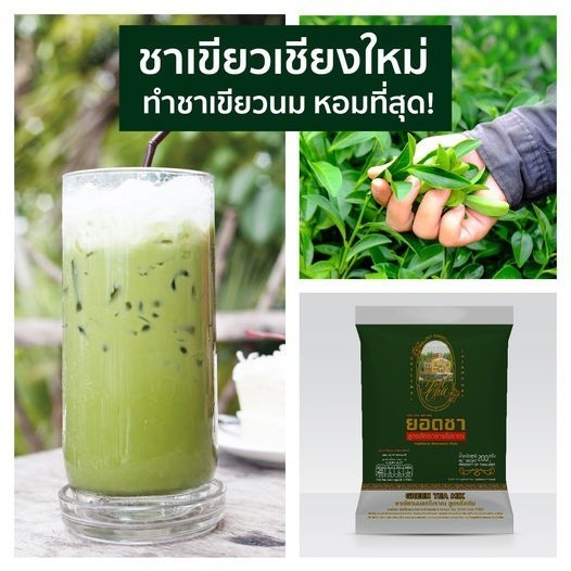 ยอดชา ผงชาเขียวโบราณ สีเข้ม ไม่มีกลิ่นมะลิ ต้นตํารับเชียงใหม่ ใช้ชง ชาเขียวนม Yodcha - รูปที่ 2