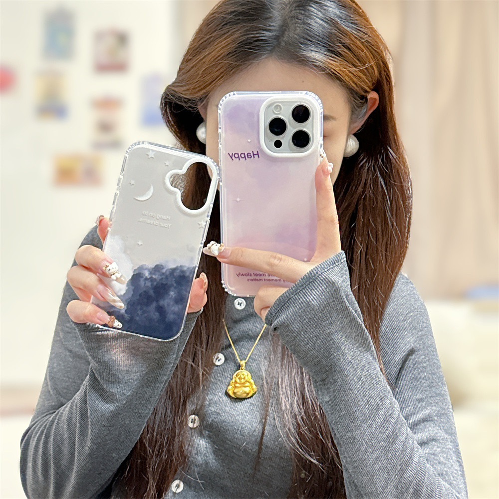 เคสสําหรับ iPhone 16 15 Pro Max 13 14 Pro สําหรับ iPhone 16promax 14promax ใหม่ Dreamy Clouds Moon C