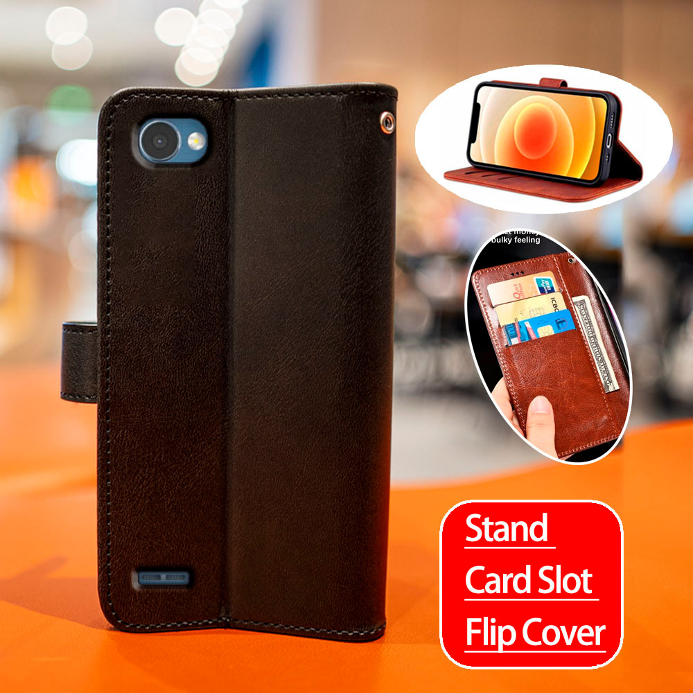 LG Q6 M700 703 LGM-X600L X600K X600S US700 กระเป๋าสตางค์หนัง Kickstand Case ผู้ถือบัตรกันกระแทก TPU 