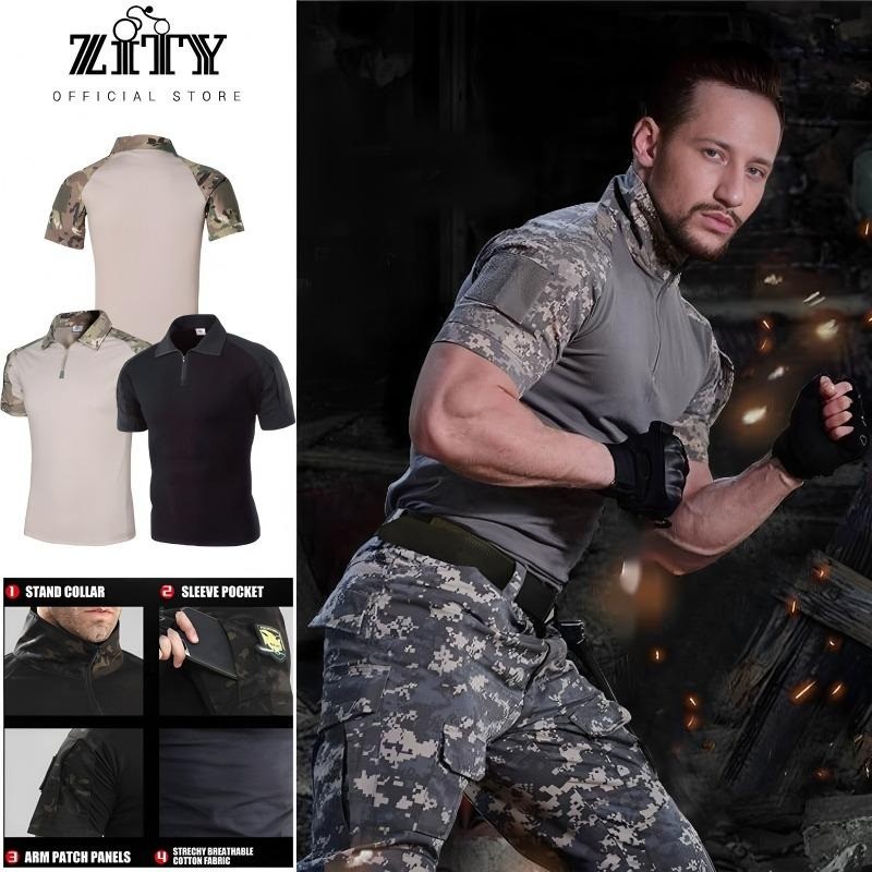 เสื้อเชิ้ตลายพราง Spec Ops สำหรับผู้ชาย ZITY ทนทาน เสื้อยุทธวิธีแขนสั้น เหมาะสำหรับภารกิจกลางแจ้ง