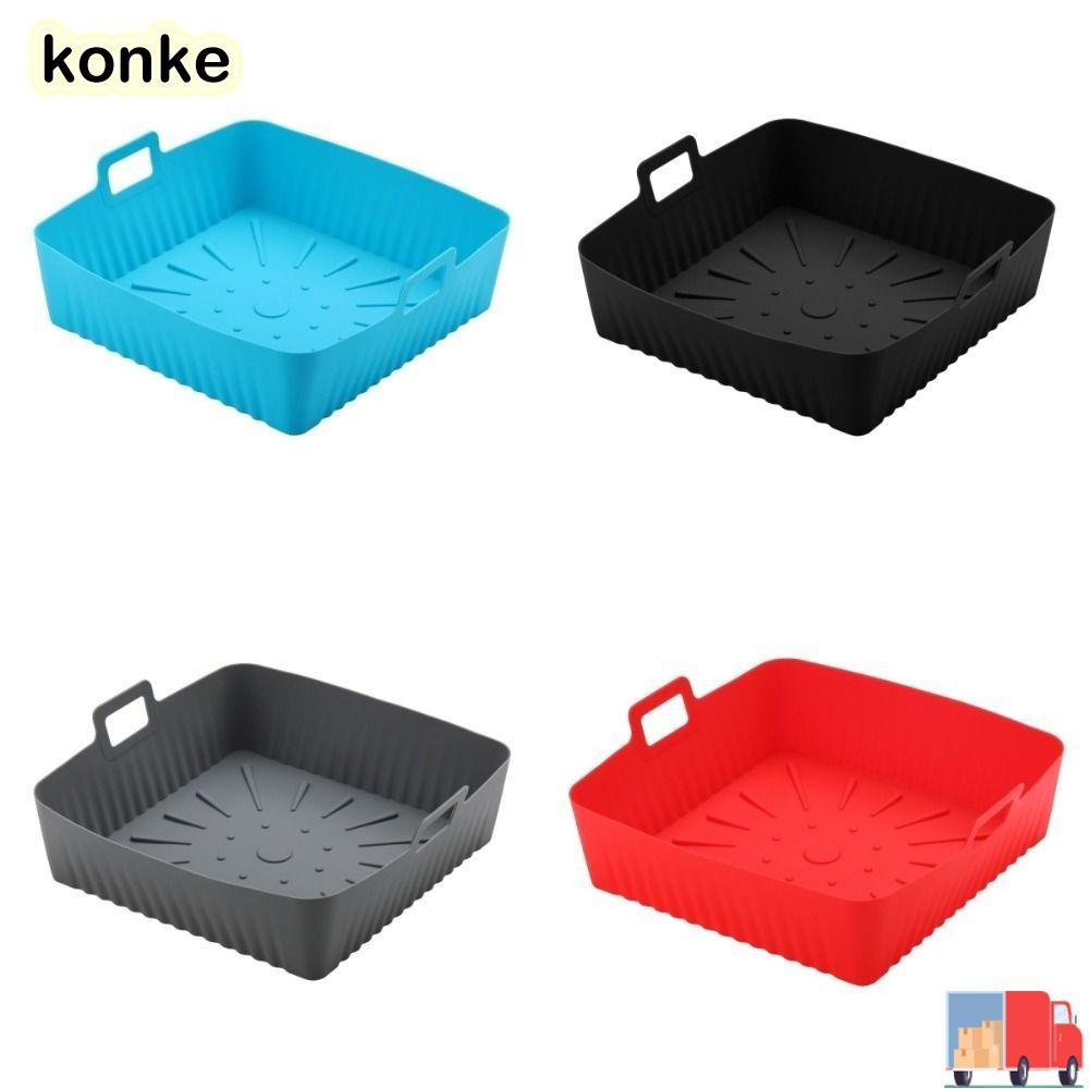 KONKE Air Fryer Liners,ซิลิโคนถาดอบนํากลับมาใช้ใหม่,พร้อมที่จับทนความร้อน9 "ขนาดใหญ่Air Fryer Lining