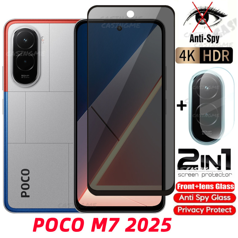 POCO M7 2025 4G กระจกนิรภัยส่วนตัว Anti-Spy ฝาครอบป้องกันหน้าจอ Anti Peek ฟิล์มความเป็นส่วนตัวสําหรับ POCO M7 POCOM7 Plus M 7 Pro 4G 5G 2025 Anti Peek ฟิล์มความเป็นส่วนตัว