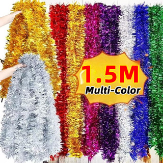 1.5/2เมตรคริสต์มาสที่มีสีสันฟอยล์ริบบิ้นพวงมาลัย/ต้นคริสต์มา…