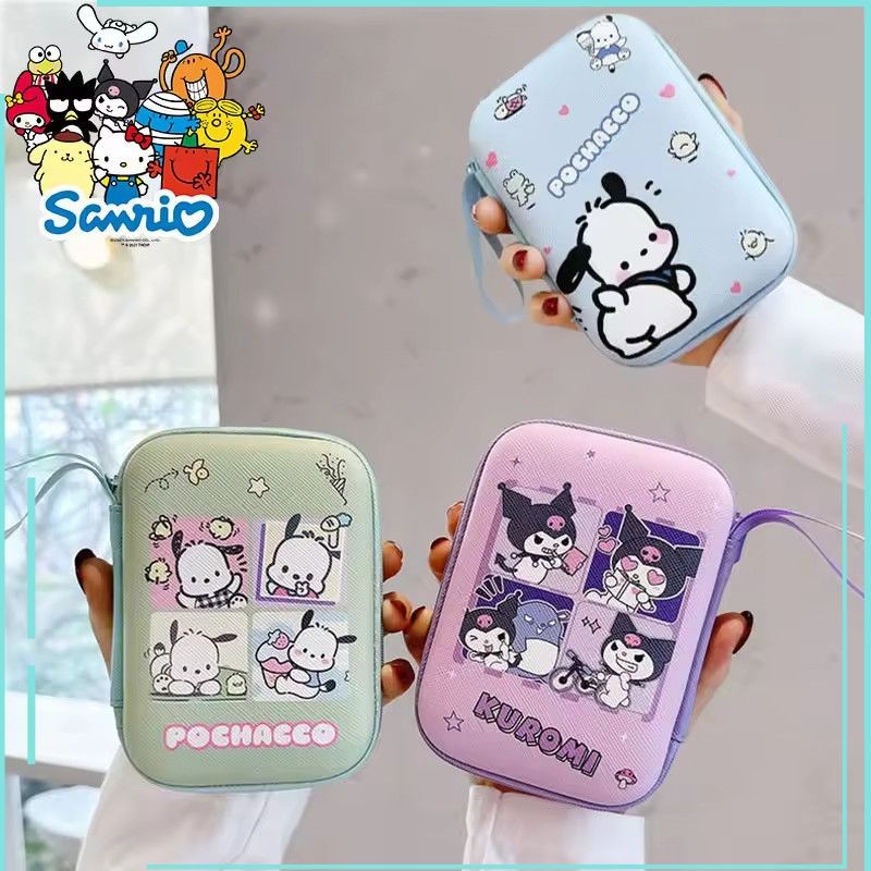 Sanrio Hello Kitty กระเป๋าเก็บของ Pochacco กล่องเก็บ Kuromi Data Cable Charger Travel หูฟัง Storage เคสป้องกันของขวัญ