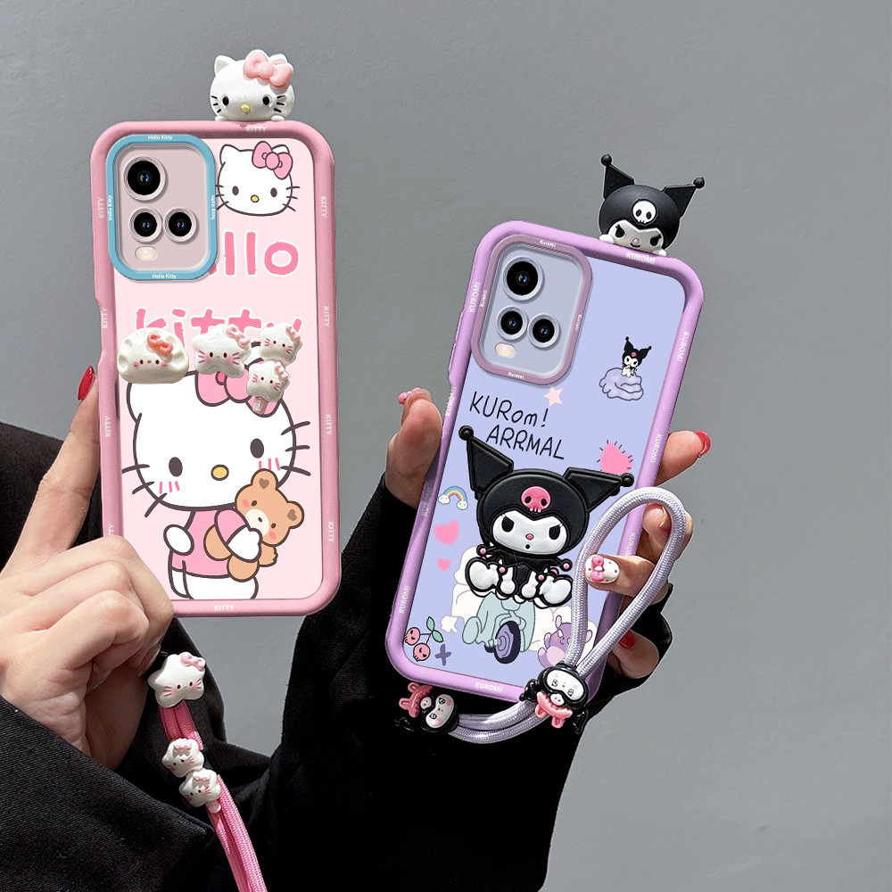 สําหรับ VIVO T1X 4G ปลอกซิลิโคนหรูหรากันกระแทกเชือกมือสําหรับ VIVO T1X 4G V2143 เคสโทรศัพท์ 3D สเตอร