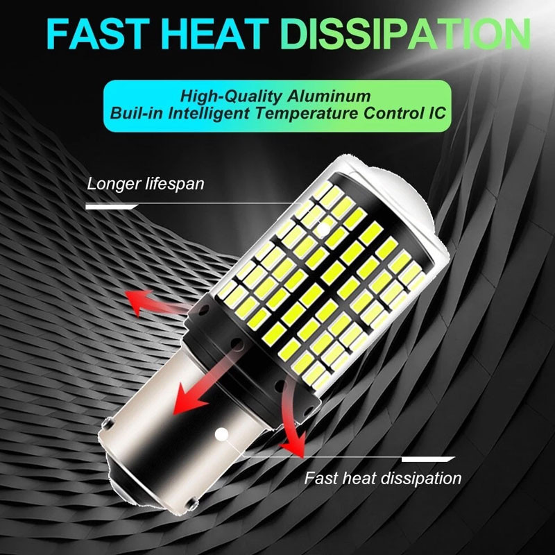 ไฟถอยหลัง led เเพค 2 ชิ้น ไฟถอย 144ชิพ  ไฟเลี้ยว ไฟเบรค ไฟถอย มีทุกขั้วให้เลือก/เลือกขั้วได้ 1156 ไฟเบรก ไฟเบรค รถยนต์ - รูปที่ 2