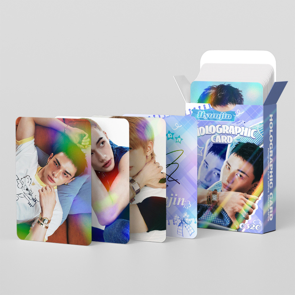 124pcs STRAY KIDS HyunJin Felix เลเซอร์โฮโลแกรม Lomo การ์ด ATEEZ ใน Fatasy Photocards The Star Chapt