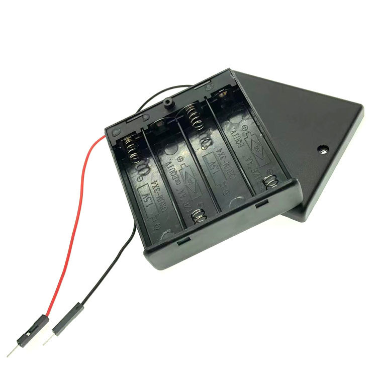 เบอร์ 5 4 พร้อม Dupont ชายหญิงปลั๊ก AA Series กล่องแบตเตอรี่พร้อมฝาปิดพร้อมสวิตช์ 6V พร้อมสายเคเบิล 