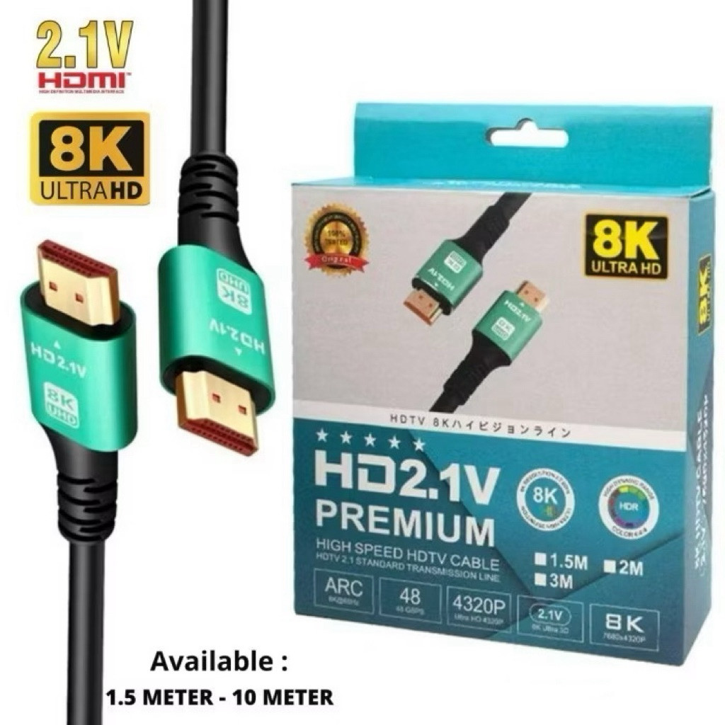 สาย HDMI V2.1 8K/4K 144Hz/120Hz/60Hz ความละเอียดสูง