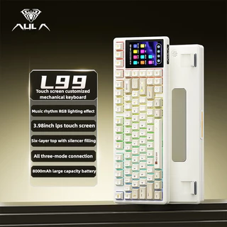 AULA L99 คีย์บอร์ดไร้สาย Tri-mode ที่กําหนดเอง Hot-swap สมาร์ทหน้าจอจอแสดงผลเกม E-sports Office Fps