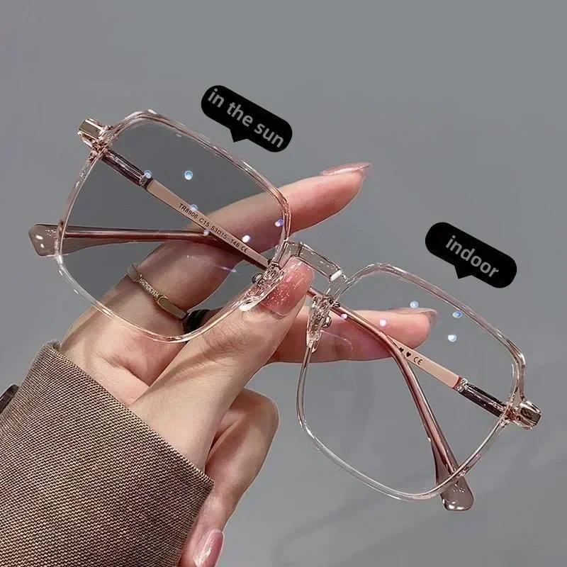 2025 แฟชั่นใหม่ป้องกันแสงสีฟ้ากรอบแว่นตากันแดด Photochromic ขนาดใหญ่สำหรับการเดินทางกลางแจ้งขับรถเล่น