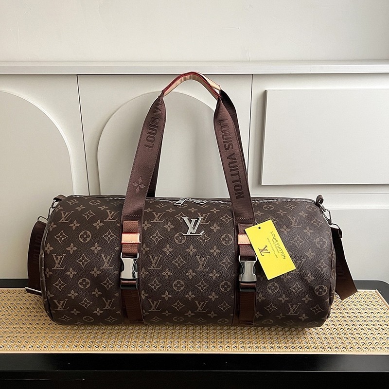 Lv Travel Storage Bag Leather Printing Short-Distanceกระเป๋าเดินทางกระเป๋าสะพายไหล่ความจุขนาดใหญ่