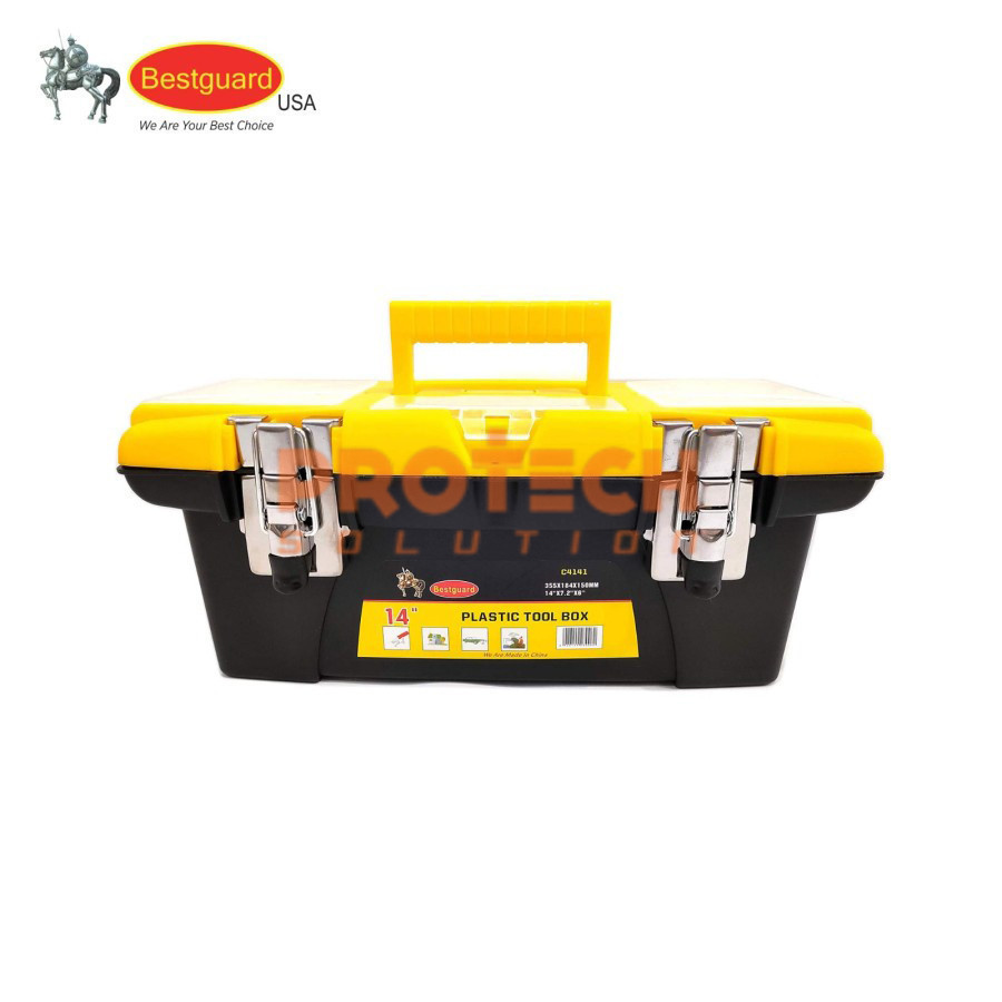 BESTGUARD C4141 กล่องเครื่องมือพลาสติก กล่องเครื่องมือ 14 นิ้ว ล็อคเหล็ก C4141