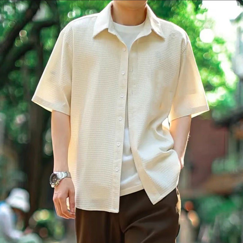 เสื้อเชิ้ตผู้ชายเรียบง่าย เสื้อเชิ้ตแขนสั้นสำหรับผู้ชาย