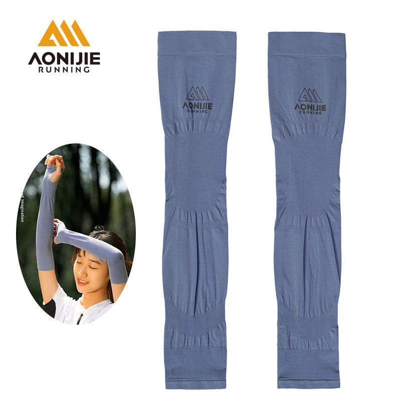AONIJIE อาโอนิจิ จ4122 หนึ่งคู่ครีมกันแดดน้ําแข็งแขนแห้งเร็ว, ปลอกแขนกันแดดที่มีรูนิ้วหัวแม่มือสําหรับเส้นทางมาราธอน, วิ่ง, ขี่