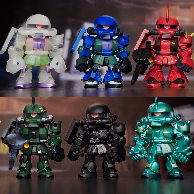 ของแท้ Qmsv-MINI ชื่อร่วม Zaku รุ่นที่สอง Gundam กล่องตาบอดรุ่น Hand-Made แฟชั่นเล่น Flying Wing ตกแ