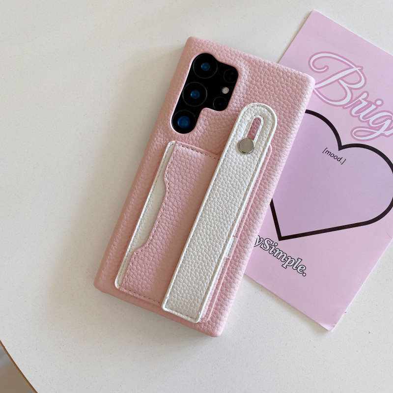 Luxury Litchi หนังรูปแบบ Clash สีกระเป๋าสายรัดข้อมือสําหรับ Samsung A55 A35 A25 A15 M54 A54 A34 A24 A14 A52 A72 A53 A33 A13 A22 กระเป๋าสตางค์กันกระแทกปกหลัง