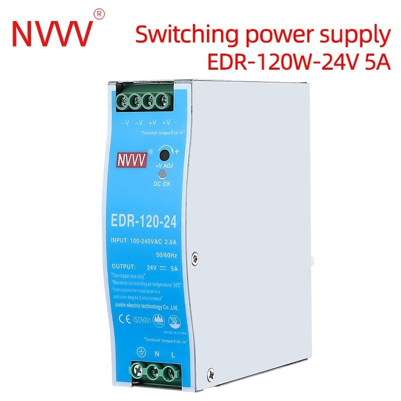✵NVVV EDR Series Ultra-Thin Din Rail Switching Power Supply 12V 24V Power Supply 75W 120W 240W 110/2