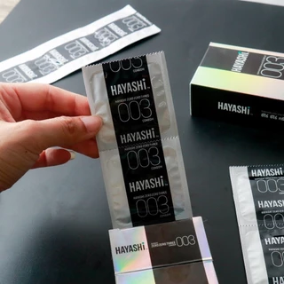 Hayashi 003 ถุงยาง อนามัย ฮายาชิ แบบบางพิเศษ ขนาด 52 มม. บาง 0.03 มม. กล่องใหญ่ 10ชิ้น