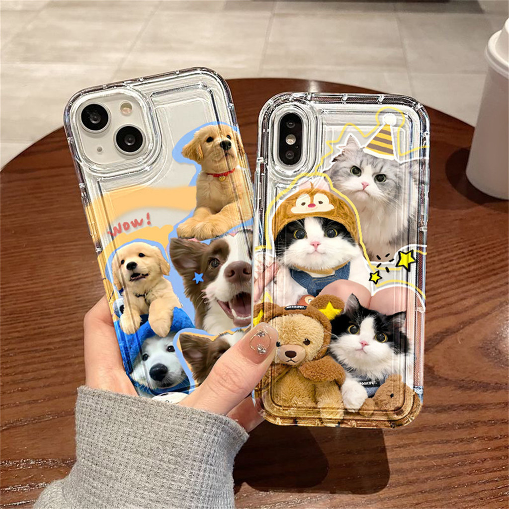 เคส สําหรับ Samsung A55 A05 A05S A15 A35 A54 A12 A13 A52 A73 A53 A34 A33 S24 S23 S22 Ultra S20 FE แมวและหมา กันกระแทก