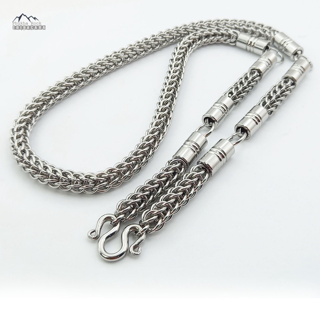 สร้อยสไตล์เกาหลี U16 เส้นใหญ่!! ขนาด 9-11 มม. ลายห่วงถัก แขวน 3-5 องค์ สร้อยคอ ห้อยพระ สร้อยสแตนเลสแ