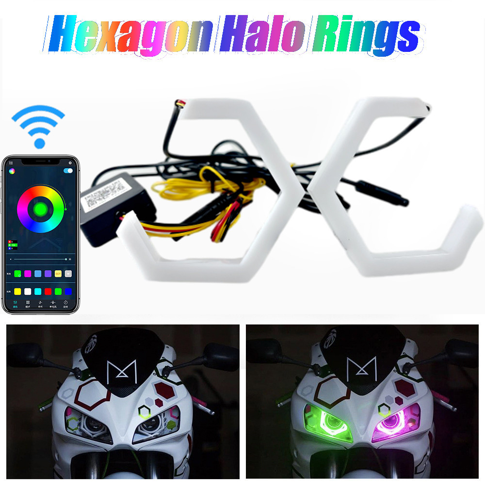 คลังสินค้าพร้อม12v 24V 2PCS RGB LED Angel Eyes หกเหลี่ยม Halo แหวนไฟเลี้ยวสําหรับ R15 V2 V3 KTM Rc 3