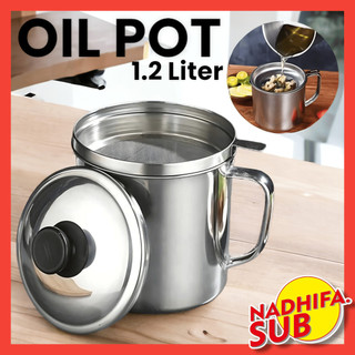 SARINGAN MINYAK GORENG PENAMPUNG MINYAK 1200ML / OIL POT SARINGAN MINYAK GORENG STAINLESS / WADAH PENYARING MINYAK / TEMPAT PENYARING MINYAK JELANTA