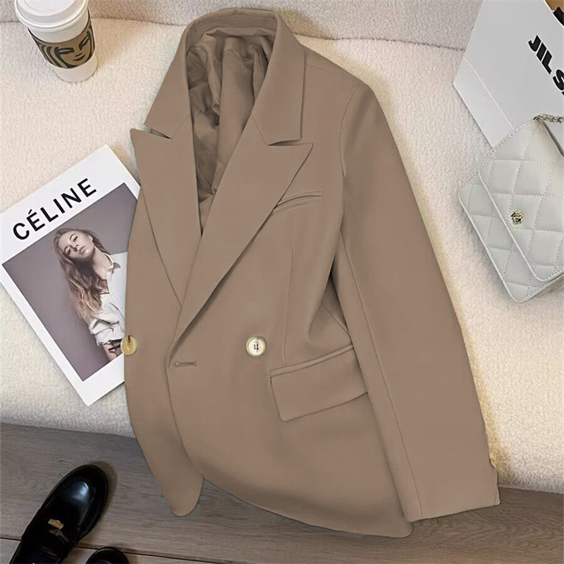 2024 autumn new all-matching suit coat, female Internet celebrity, fashionable casual coffee color w