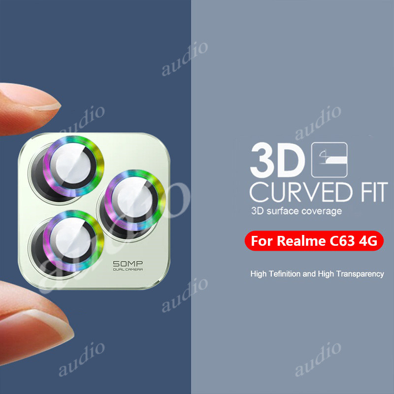 โลหะกล้องเลนส์ Protector กระจกนิรภัยสําหรับ Realme c63 NFC 4G Ultra Thin Clear แหวนโลหะกล้องเลนส์ Protector กระจกนิรภัยสําหรับ Realme c63 C 63 63C RealmeC63 2024