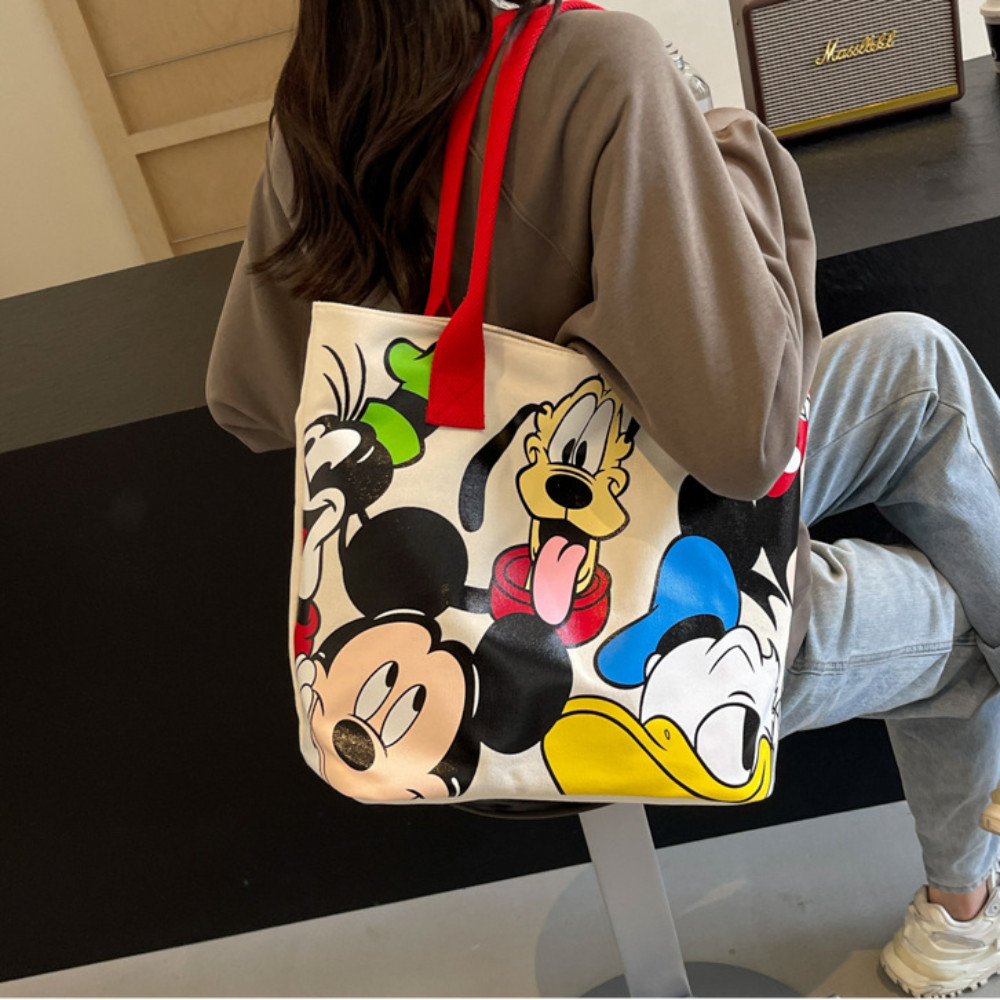 DSLONG Mummy Bag, Cartton กระเป๋าผ้าใบความจุขนาดใหญ่, น่ารักสบายๆทนทานกระเป๋าสะพายไหล่เดี่ยวของผู้หญิง