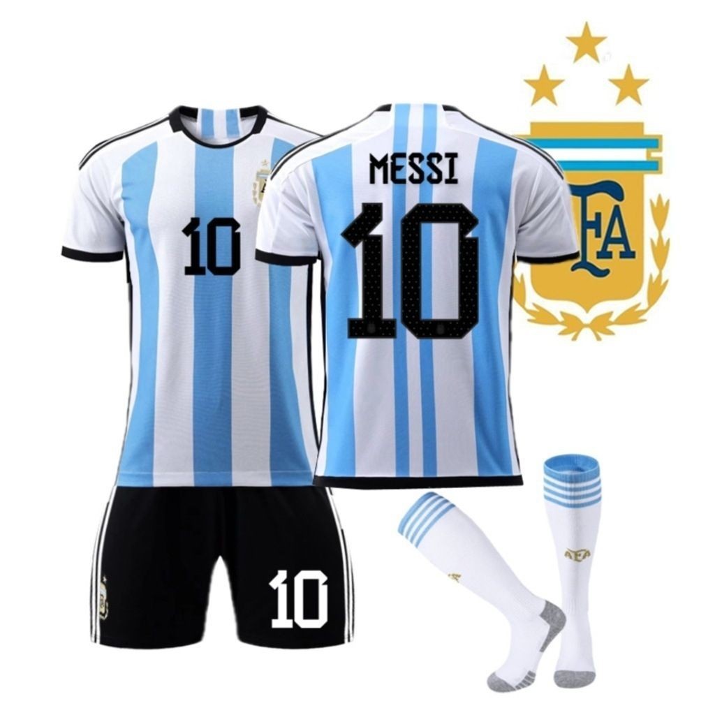 2022 ฟุตบอลโลกอาร์เจนตินาเหย้า 3 ดาวเคราะห์ เสื้อเจอร์ซีย์ เบอร์ 10 เมสซี เบอร์ ชุดเสื้อฟุตบอลลายดาเลีย 11 ชุด